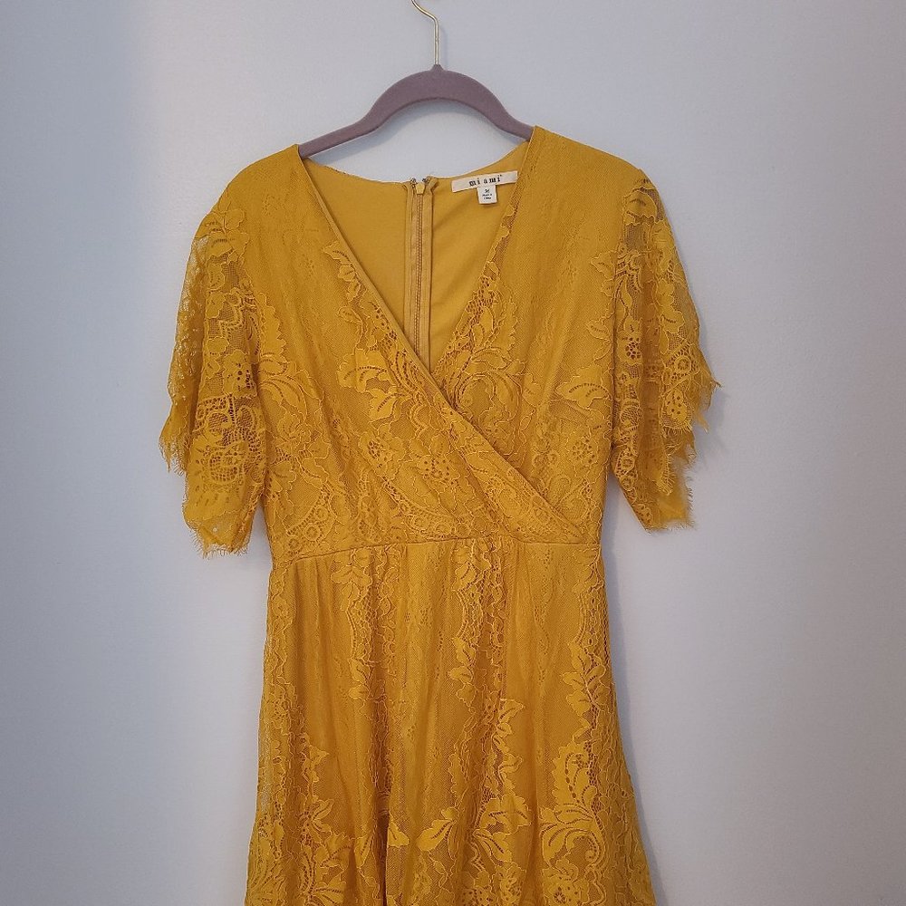 miami Yellow lace mini dress